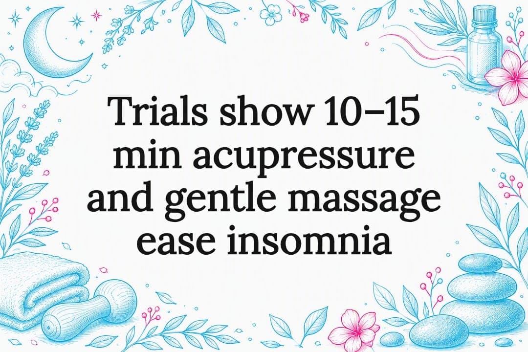 Trials show 10–15 min acupressure and gentle massage ease insomnia